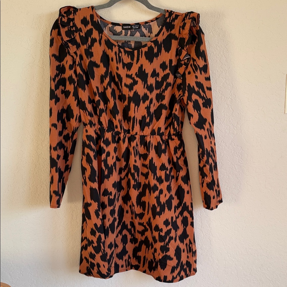 SHEIN Leopard Print Dress - Black and Brown